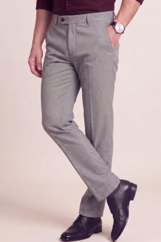 Image of Peter England Men's Premium Formal Stretchable Knit Super Slim Fit Trouser | Comfort Lycra | 360-Degree Stretch