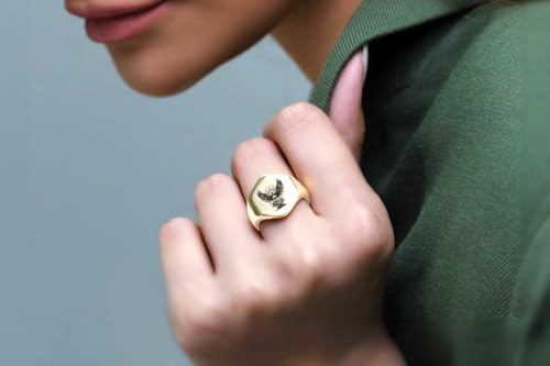 Chevalière homme argent 925 plaqué or bague aigle Jésus - 3