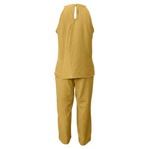 Conjunto de dos piezas con top halter y pantalón palazzo de caída elegante y fluida 5