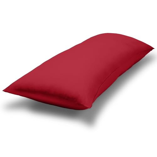Image of Bare Home Microfiber Body Pillow Cover - Ultra Soft - Cooling Pillowcase - Double Brushed - Pillowcase with Zipper Closure - Easy Care (21''x54'' Body Pillow Cover, Red)