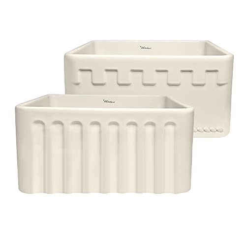 Whitehaus Collection WHFLATN2018-BISCUIT Reversible Kitchen Fireclay Sink, Biscuit