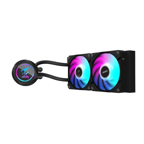 Image of GIGABYTE AORUS WATERFORCE II 240 AIO Liquid CPU Cooler- 2x120mm ARGB Fans, Slide-in Interlocking Mechanism, Daisy-Chain, Intel LGA 1851 and AMD AM5 Compatible