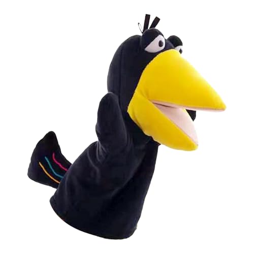 Crow Hand Puppet – Detaillierte Eigenschaften, Plüschstruktur, interaktives Spiel | Puppenspielzeug für den Mund, der für Geschichtsaufführungen arbeitet, Spieler von Ehrenten
