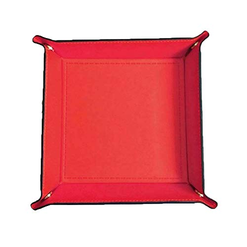 TOOLDO Women/Mens Leather Valet Tray Box for Loose Change Bedside Organizer Box Jewelry Key Leather Catch All Red