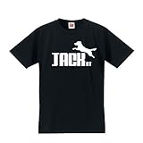 おもしろ Tシャツ アニマル 【ジャックラッセルテリア ジャンプ】【黒T】【L】 PRIME /P6/