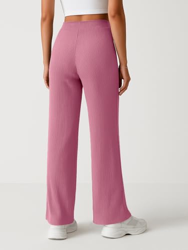 Image of Pinkmint Women's Poly Lycra Trouser, High Waist Flared Korean Trousers, Trendy Casual Wear for Daily & Travel Use (Available in Plus Size)