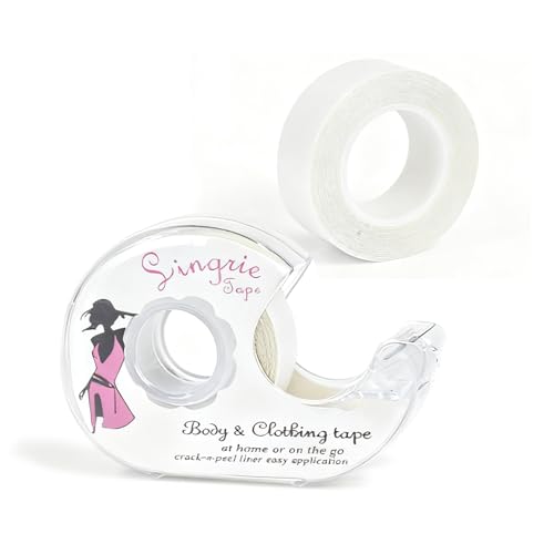 Jetstream 2 Rollos Cinta Doble Cara Ropa, Cinta Adhesiva Escote, Cinta Adhesiva Pecho Transparente con Dispensador, para Tirantes de Sujetador, Vestidos, Ropa Femenina y Accesorios (5m+5m)