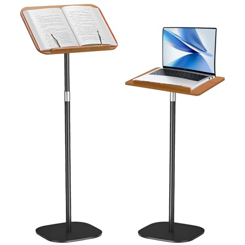 ohbien 読書スタンド 昇降式 木製 ブックホルダー 80cm-130cm 書見台 タブレット スタンド 180°角度調整可 床置き サイドテーブル しっかり安定性 防錆 傾斜台 キッズデスク 伸縮 ページホルダー付き ノートパソコン タブレット プロ