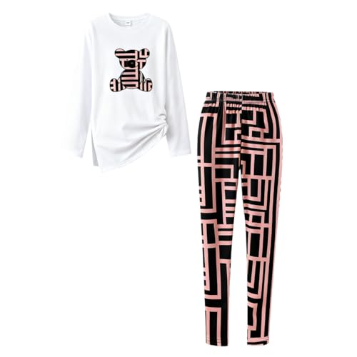 Image of Tween Girl's Letter Print Top + Jogger Pants 2 Piece Outfit Set Kids Clothing, Sizes 6-14 Years