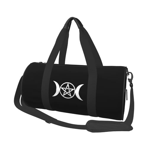 Triple Moon Pentacle Pagan Convertible Garment Bag with Shoulder Strap, Carry on Garment Duffel Bag for Men Women - Rolling Foldable for Travel Luggage Bags (Black)