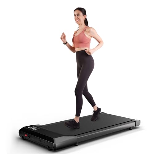 DeerRun 2025 Upgrade Walking Pad, Smart Under Desk Treadmill for Home Office, No-Assembly Treadmills with APP and Remote Control, LED Display, 2.5 HP Quiet Walking Jogging Machine, 300 lbs Capacity