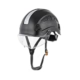 Defender Safety H1-CH Safety Helmet Hard Hat with Visor ANSI Z89.1 for Construction (Black w/Visor)