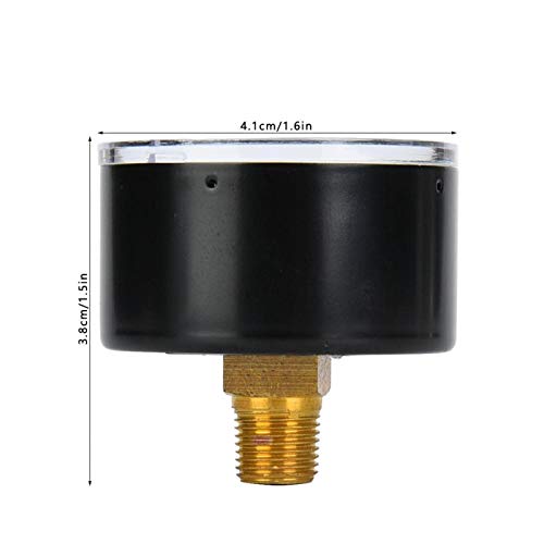 Fafeicy 0-60psi 0-4bar Mechanisches Manometer, mit Doppelmaß Zeiger, 1/8-Zoll-BSPT-Gewindeanschluss, für Luft Öl Wasser, 4,1 x 4,1 x 3,8 cm (0-60psi, 0-4bar)
