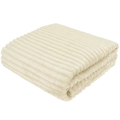 Cotton Market Wohndecke 170 x 210 cm Flauschige Kuscheldecke mit Prägung Weiche Sofadecke Eleganter Überwurf Warm Pflegeleicht