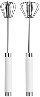 Premier Housewares 805379 Stainless Steel Press and Spin Whisks - Set of 2 Silver H30 x W7 x D7cm