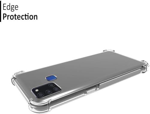 Image of BOXXO Flexible Back Cover for Samsung Galaxy A21s | Back Cover Transparent Clear Shockproof Case Four Corner Protection | Slim Protective Mobile Phone Cover for Samsung Galaxy A21s