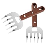 NUOBESTY 2 Stück Edelstahl Fleischgabel mit Holzgriff Grillgabeln für Bbq und Pulled Pork Lange...