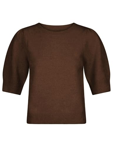 Image of Seyumixi Women Cute Bow Sweater Puff Short Sleeve Crewneck Knitted Shirt Bowknot Tie Back Knit Pullover Tops