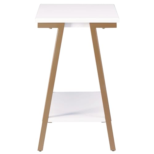 Image of Leick Home Empiria End Table, 15 inch, White, Gold