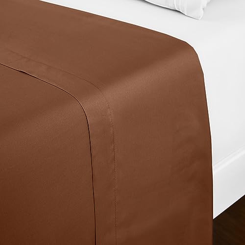 Mellanni King Size Flat Sheet - Iconic Collection Bedding - Hotel Luxury, Extra Soft, Cooling - Wrinkle, Fade, Stain Resistant - 1 Flat Sheet Only (King, Mocha)