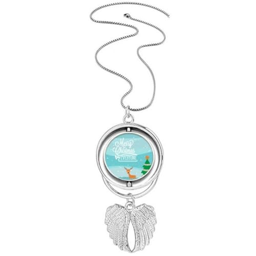 Collier ailes d'ange arbre de Noël pendentif médaillon chaîne acier inoxydable argent