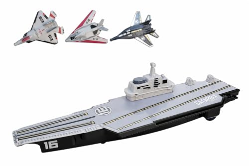 movimento a frizione inerziale integrato nella nave che permette alla portaerei giocattolo di muoversi facilmente sulle superfici lisce. basta spingere la nave avanti o indietro per caricare il meccanismo e farla scorrere simulando la navigazione sul mare. questo sistema rende il gioco più dinamico e realistico. perfetto come nave giocattolo a frizione, portaerei con movimento inerziale, nave da guerra giocattolo con ruote, portaerei scorrevole per bambini, veicolo navale giocattolo che si muove facilmente su pavimenti e superfici lisce.