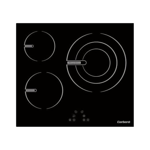 Corberó – Placa Vitrocerámica | CCVG35BF | 59x52x6 cm | 3 Zonas de Cocción | Zona Extra Grande 28 cm | 5700W | Control Táctil | 9 Niveles de Potencia | Desconexión Automática
