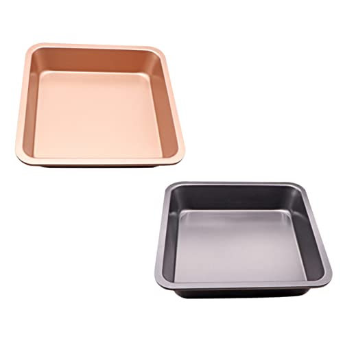MUCKLILY 2pcs Non Stick Carbon Steel Cake Golden Black Baking Tools for Home Baking for Toast and Cakes Easy to Clean Safe for Food Use