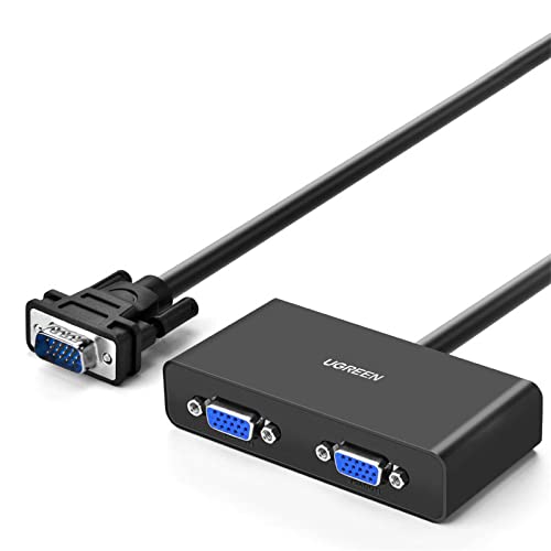 UGREEN VGA Splitter Adaptateur VGA Mâle vers 2 VGA Femelle Câble Supporte 1920 1440 60Hz pour PC TV Box Écran Moniteur Projecteur, 90 cm