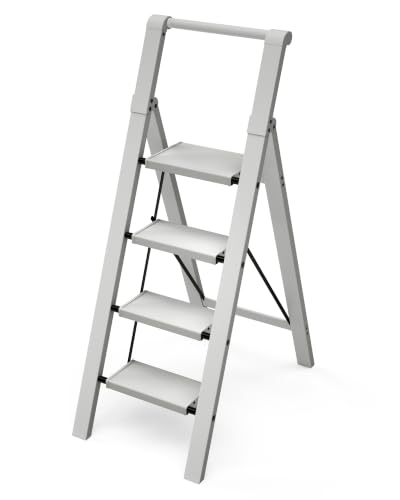 Taranta 4 Step Ladder,Aluminum Step Stool Foldable-Misty Gray