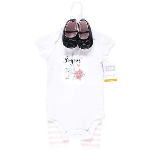 Image of Hudson Baby Unisex Baby Cotton Bodysuit, Pant and Shoe Set