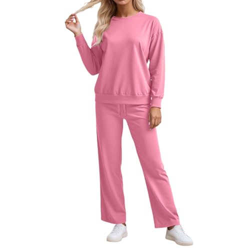 Conjunto de Pantalón y Camiseta de Manga Larga para Mujer Traje Casual de Oficina y Vacaciones con Detalle de Cinturón (Red, XXL)