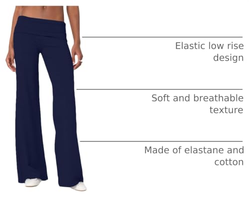 Image of Lounge Yoga Pants for Women Fold Over Low Waist Wide Leg Bell Bottoms | Y2K Foldover Pants, Flare Leggings, Low Rise Yoga Sweatpants