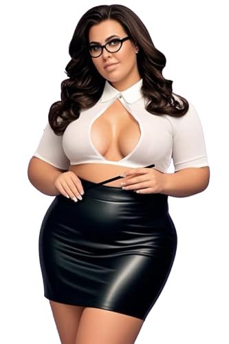 XSPICE Sexy Teacher Costumes for Women Cosplay Lingerie Outfits with Stocking 4PCS (Black4 2XL/3XL)