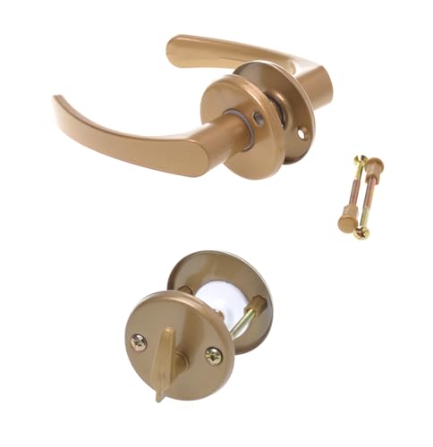 Aqbau® Juego de manillas para puerta, juego de picaporte para puerta, herraje dorado (baño WC)