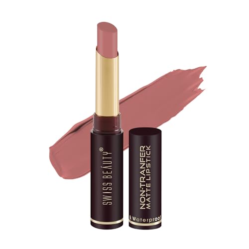 Image of Swiss Beauty Non-Tranfer Matte Lipstick, Smooth & Waterproof, Sand Rose, 2g