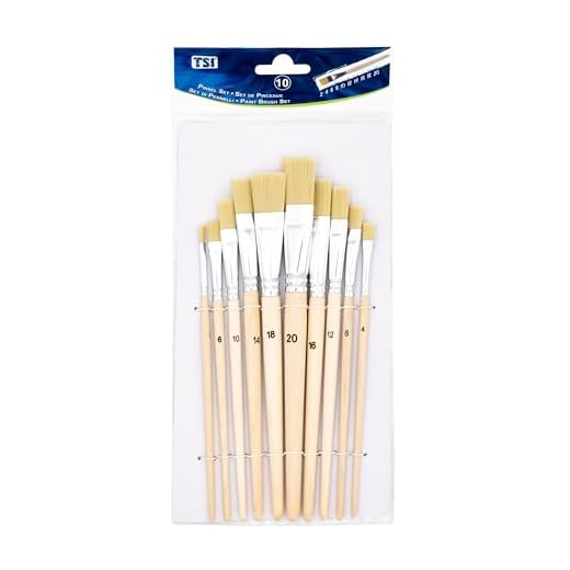 TSI 49032 - Juego de cepillos de cerdas (10 unidades, tamaños 2, 4, 6, 8, 10, 12, 14, 16, 18 y 20), mango natural