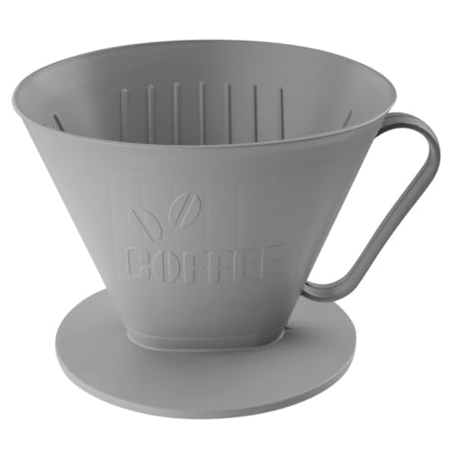 Fackelmann 33015 Porte-filtres à café taille 4 permanent, Porte-filtre écologique, Porte filtre à café durable, Gris, Plastique biosourcé, 13,4 x 11 cm
