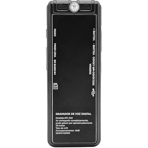 Gravador de Voz Digital Portátil 8GB Áudio Claro e Alta Sensibilidade Bateria de Longa Duração Repro