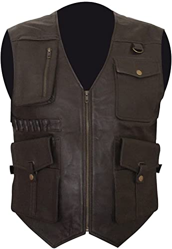 Men’s Jurassic world Real Leather vest | Chris Pratt Brown Genuine Leather Vest | brown Pure leather vest for men