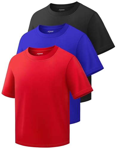 Image of Boys Shirts Athletic Dry Fit Neon T Shirts Short Sleeve Kids Youth Moisture Wicking Quick Dry Sports Training Performance Tee