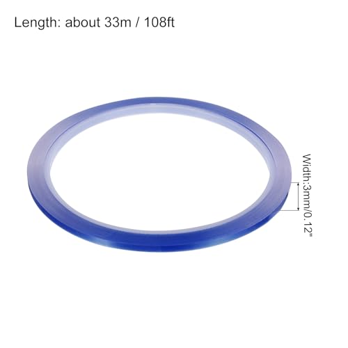 Image of uxcell Blue Heat Tape, 1 Roll 3mmx33m 108ft High Temperature Heat Resistant Tape for Sublimation,Heat Vinyl Press,Heat Transfer, Circuit Board, No Residue