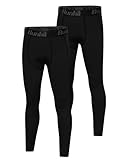 Runhit 2 Pack Boys Compression Leggings,Athletic Tights Basketball Compression Pants,Youth Boys Base Layer Pants Sports Legging Black+Black M