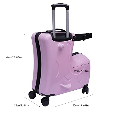 TFCFL 20" Children's Suitcase Kid Ride On Travel Suitcase Trolley Luggage with Universal Wheels and Password Lock for Children's Day Gift, Festival Gift (Pink)4