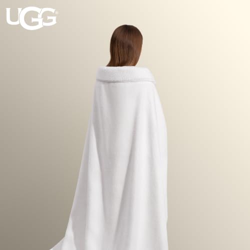 Image of UGG Whitecap Throw Blanket, Soft Fleece Blanket, 50 inch x 70 inch, White