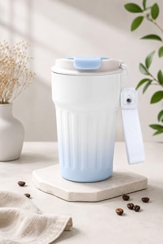 304 L Çelik 400 ml Mavi Beyaz Degrade El Termos Mug cin918mv