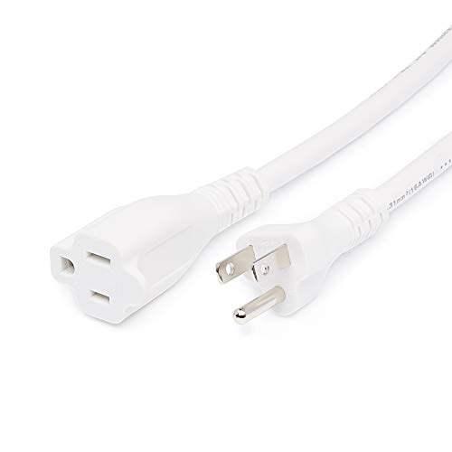 Image of Amazon Basics Extension Cord, 3 Ft, 3-Prong Outlet Extender, Indoor Use, 13 Amps, 125V, White, 2-Pack