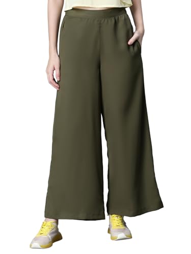 Image of oxolloxo Women Plain Elasticated Staright Flare Pant