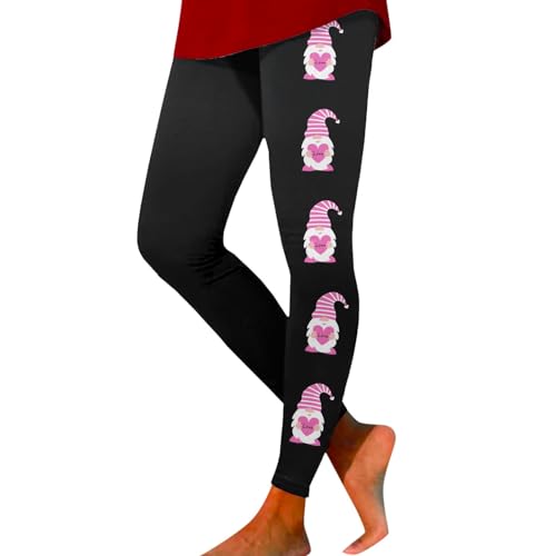 Generisch Leggings Mujer Cuatro Estaciones Día de San Valentín Amor Estampados Ajustados Levantamiento de la cadera Fitness Yoga (2), Rosa., L