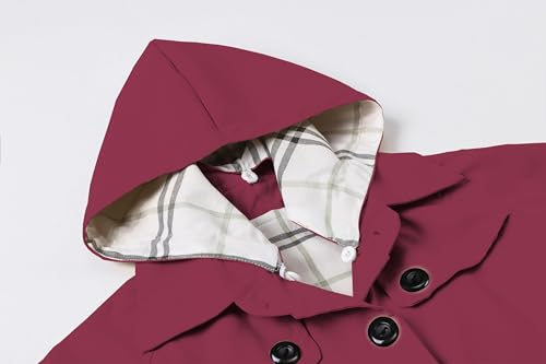 Image of Betusline Girl's Single Breasted Trench Coat Hooded Dress Coat Outerwear, 2-14 Years